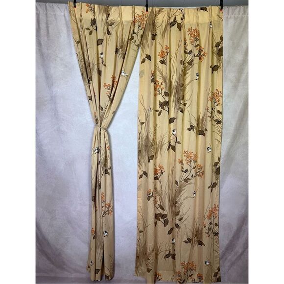 Vintage Curtain Set 1970s MCM - Picture 2 of 9